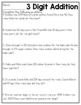 three digit word problems addition and subtraction|3 Digit Addition and Subtraction Worksheets .